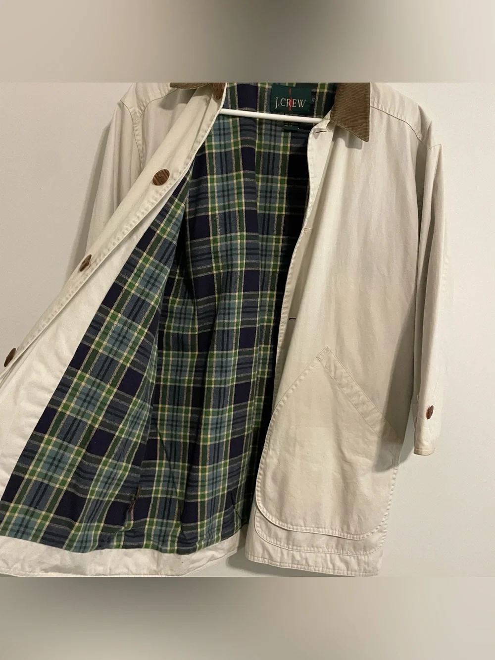 Vintage 90s J Crew Beige Barn Jacket Button Workwear Size XS Cotton Minimal READ